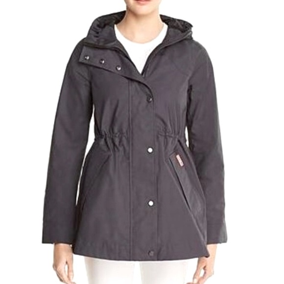 Hunter Original Cotton Smock Black Raincoat Jacket Women Size Small - Picture 1 of 7